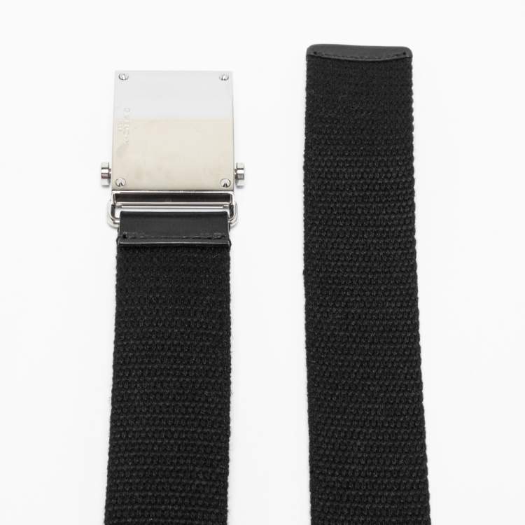 Pre Owned Givenchy Black Canvas Love Logo Buckle Belt 95CM