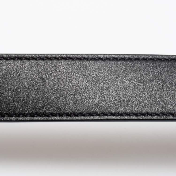 Pre Owned Givenchy Black Leather G Buckle Belt Size 80CM