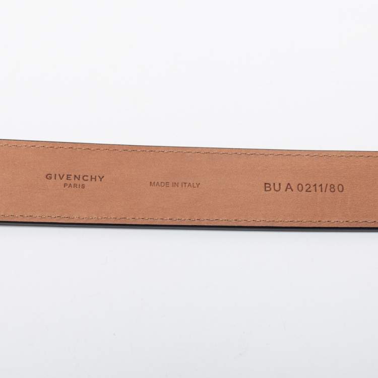 Pre Owned Givenchy Black Leather G Buckle Belt Size 80CM