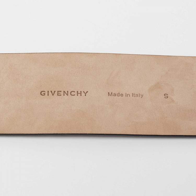 Pre Owned Givenchy Black Leather Wide Waist Buckle Belt 70CM
