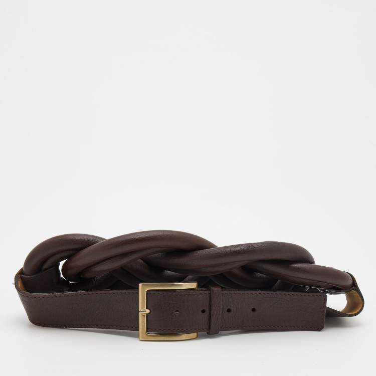 Pre Owned Givenchy Brown Leather Waist Belt M