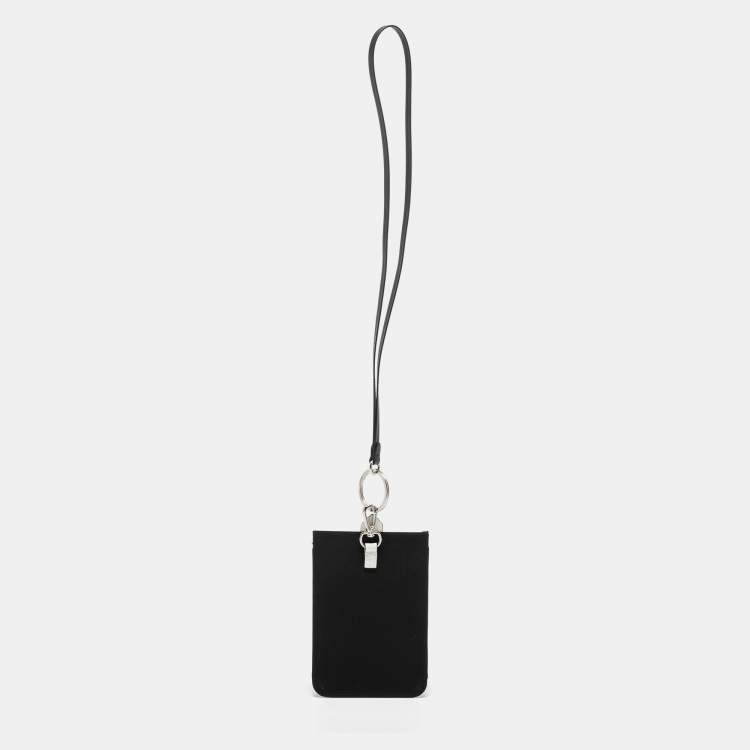Pre Owned Givenchy Black/White Fabric and Leather Logo Phone Case Strap