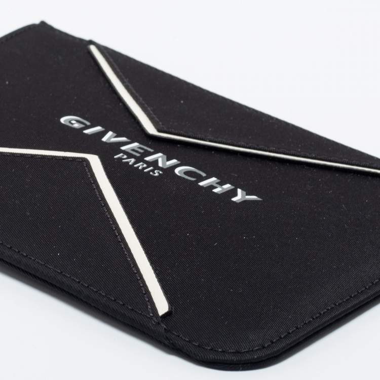 Pre Owned Givenchy Black/White Fabric and Leather Logo Phone Case Strap
