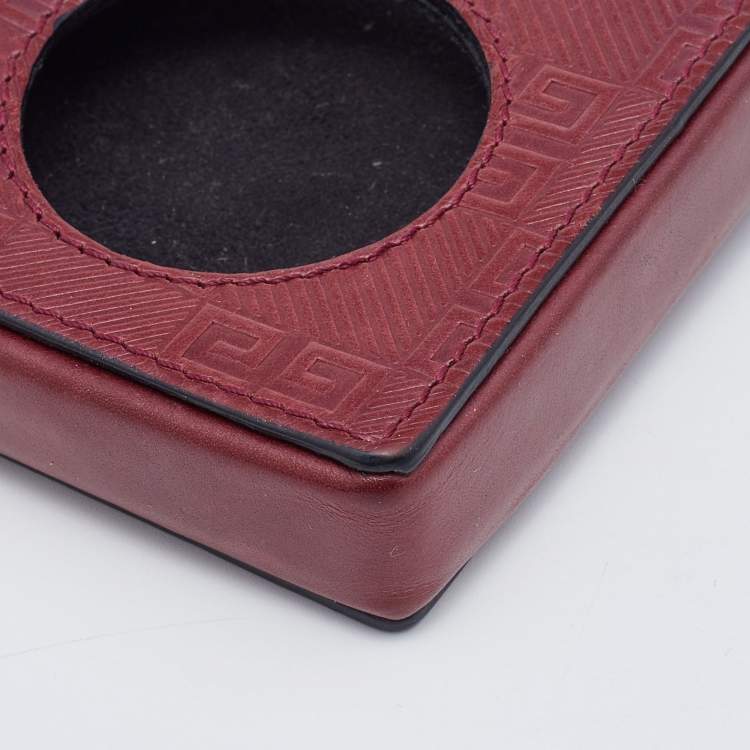 Pre Owned Givenchy Burgundy Monogram Embossed Leather iPod Case
