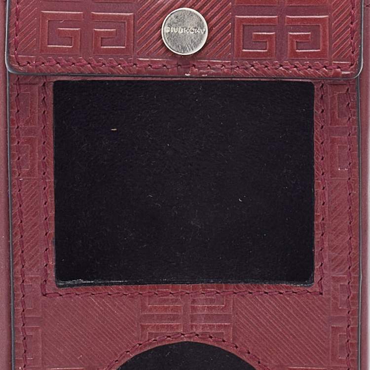 Pre Owned Givenchy Burgundy Monogram Embossed Leather iPod Case