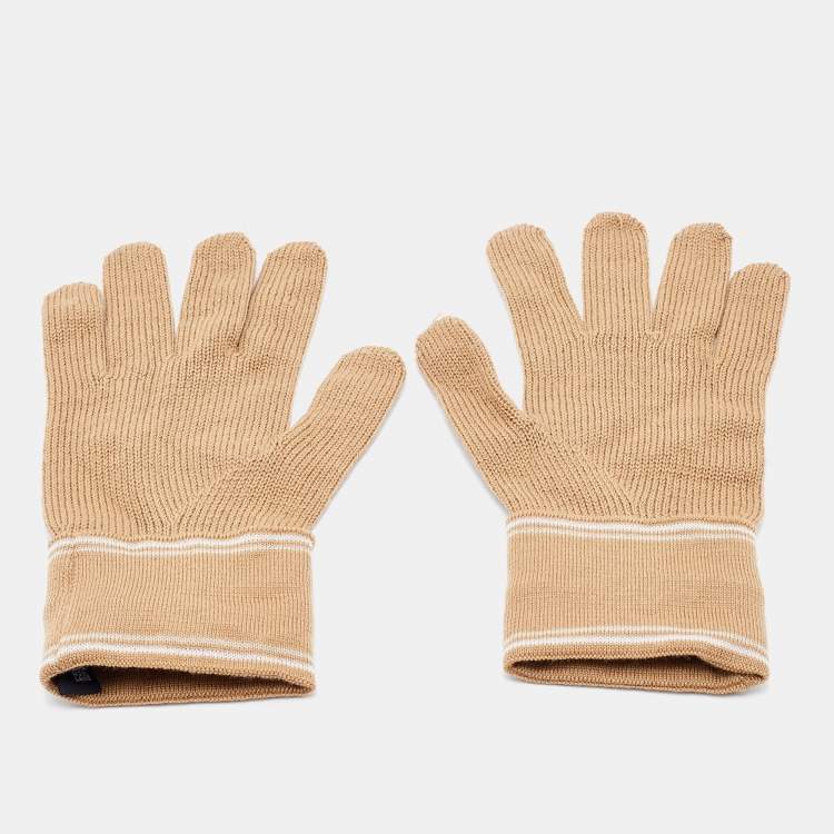 Pre Owned Givenchy Beige Wool Knit Gloves 