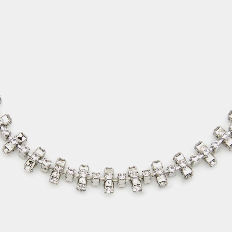 Pre Owned Givenchy  4G Crystal Silver Tone Bracelet
