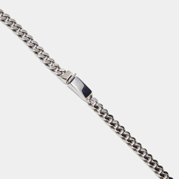 Pre Owned Givenchy  Shark Tooth Crystal Gunmetal Tone Necklace