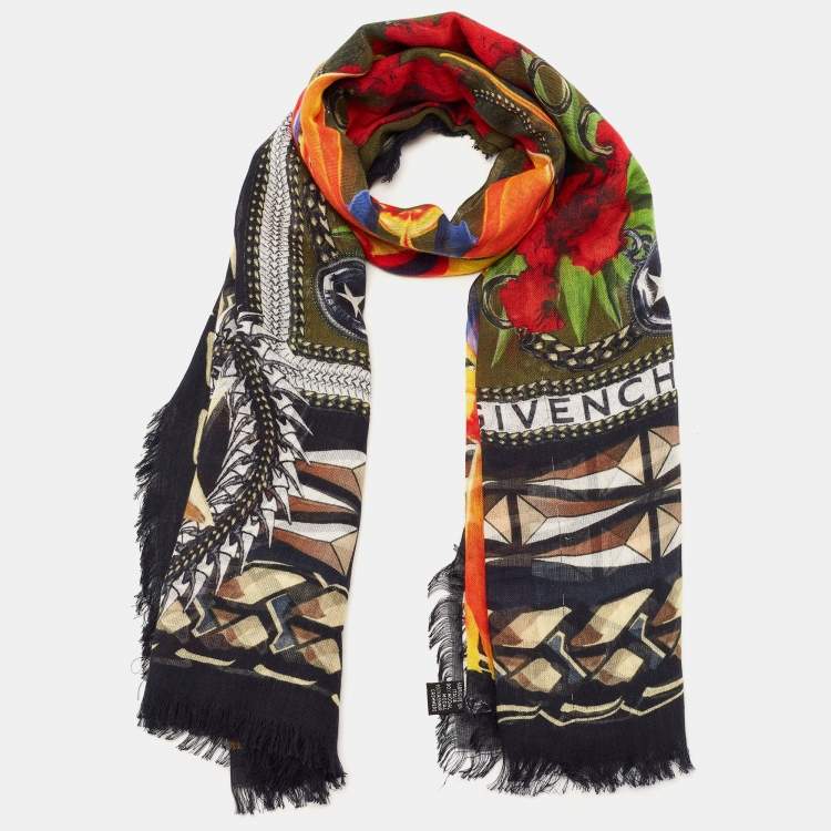 Givenchy Tour Date Wool/Silk Fringe Scarf