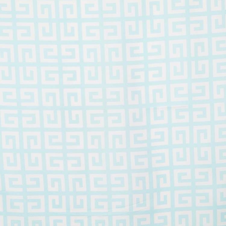Pre Owned Givenchy Blue Logo Printed Silk Square Scarf