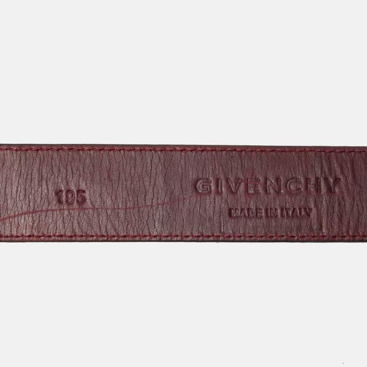 Pre Owned Givenchy Burgundy Leather Tassel Double Wrap Buckle Belt 195CM