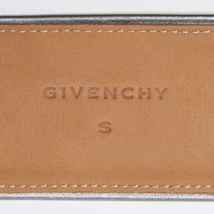 Pre Owned Givenchy Metallic Grey Leather Wide Waist Belt S