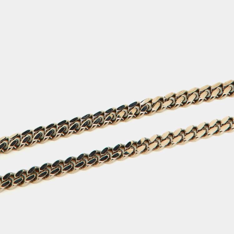 Pre Owned Givenchy Two Tone Multi Ring Long Chain Necklace