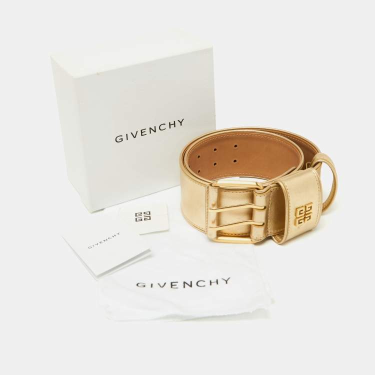 Pre Owned Givenchy Metallic Gold Leather Wide Waist Belt S