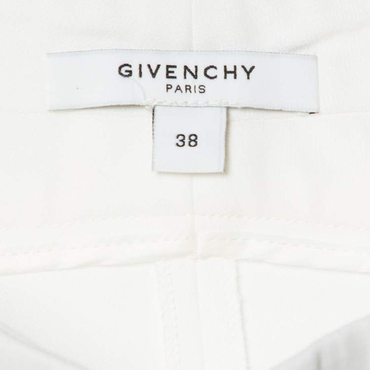 Pre Owned Givenchy Off-White Crepe High Waist Tapered Leg Pants M