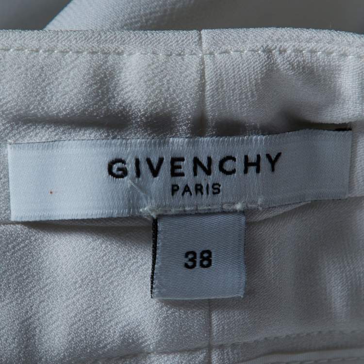 Pre Owned Givenchy Off-White Crepe High Waist Tapered Leg Pants M