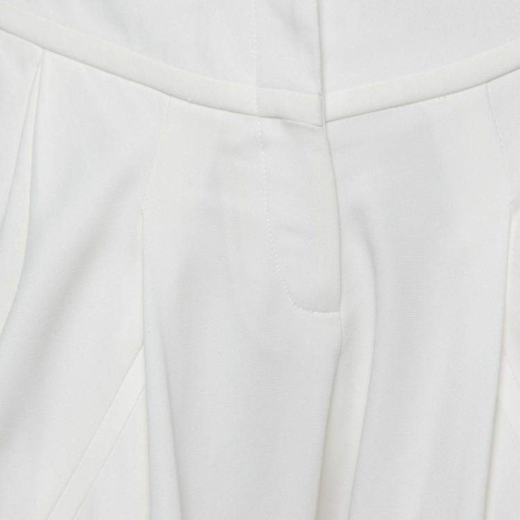 Pre Owned Givenchy Off-White Crepe High Waist Tapered Leg Pants M