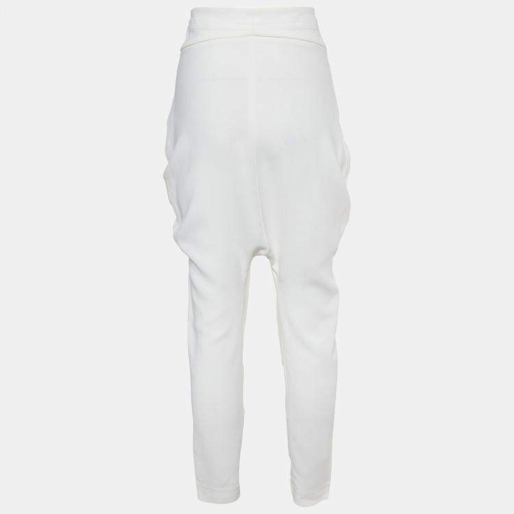 Pre Owned Givenchy Off-White Crepe High Waist Tapered Leg Pants M