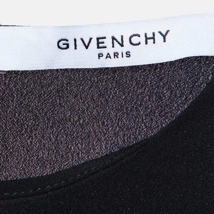Pre Owned Givenchy Multicolor Colorblock Silk Cap Sleeves Top M