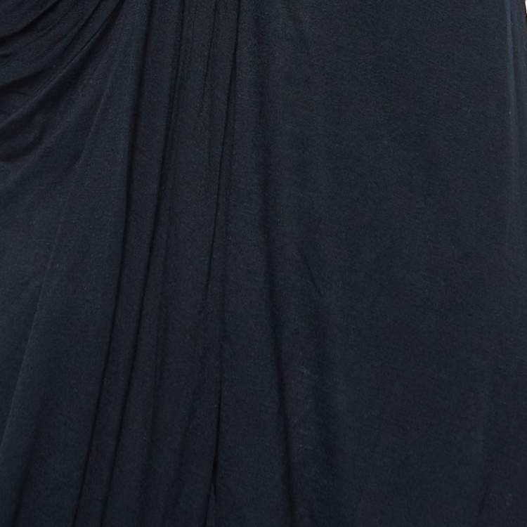 Pre Owned Givenchy Black Jersey and Silk Grommet Detail Asymmetric Top S