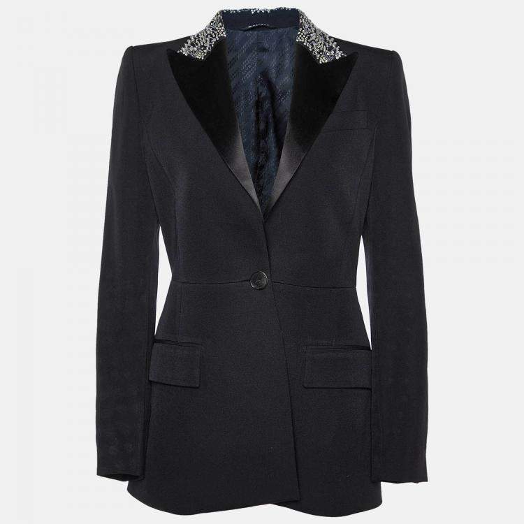 Pre Owned Givenchy Black Wool Embellished Single Breasted Blazer S