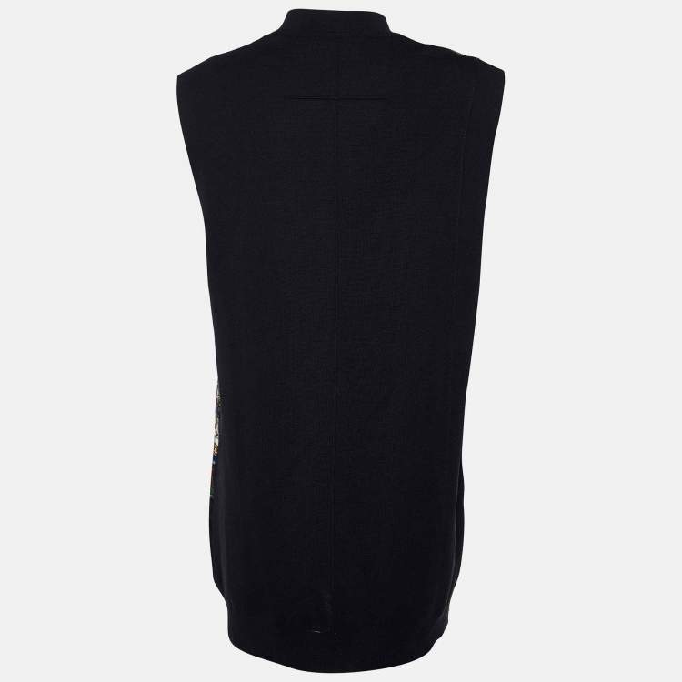 Pre Owned Givenchy Black Printed Silk & Wool Sleeveless Tunic S