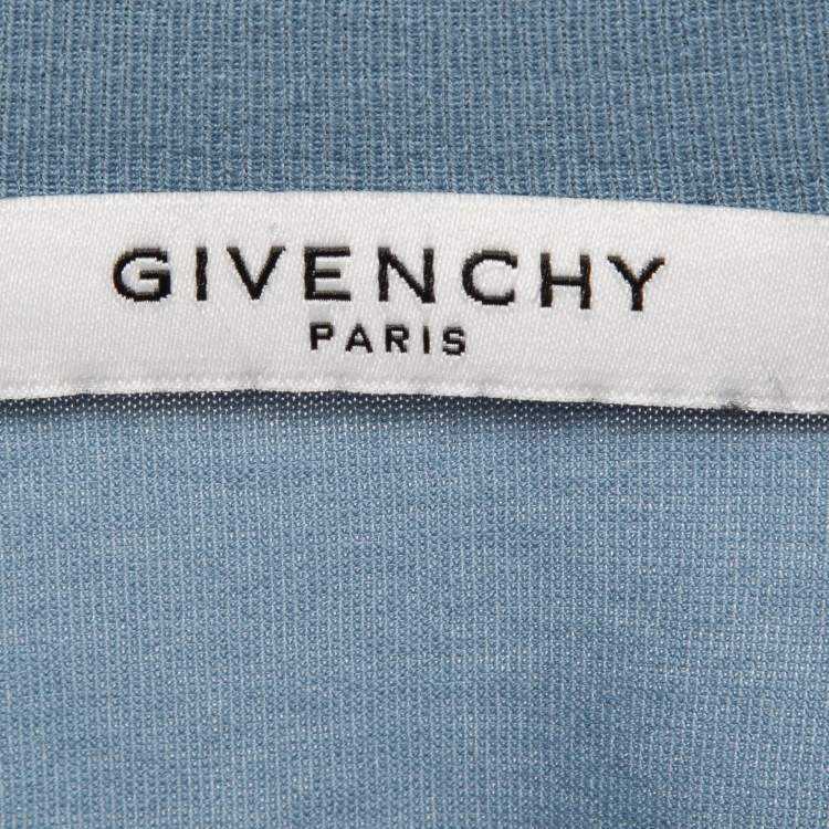 Pre Owned Givenchy Blue Signature Embroidered Cotton T-Shirt XS