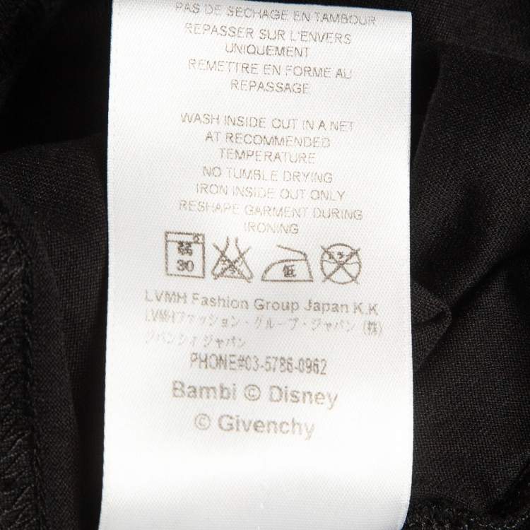 Pre Owned Givenchy Black Bambi Print Cotton Oversized T-Shirt S