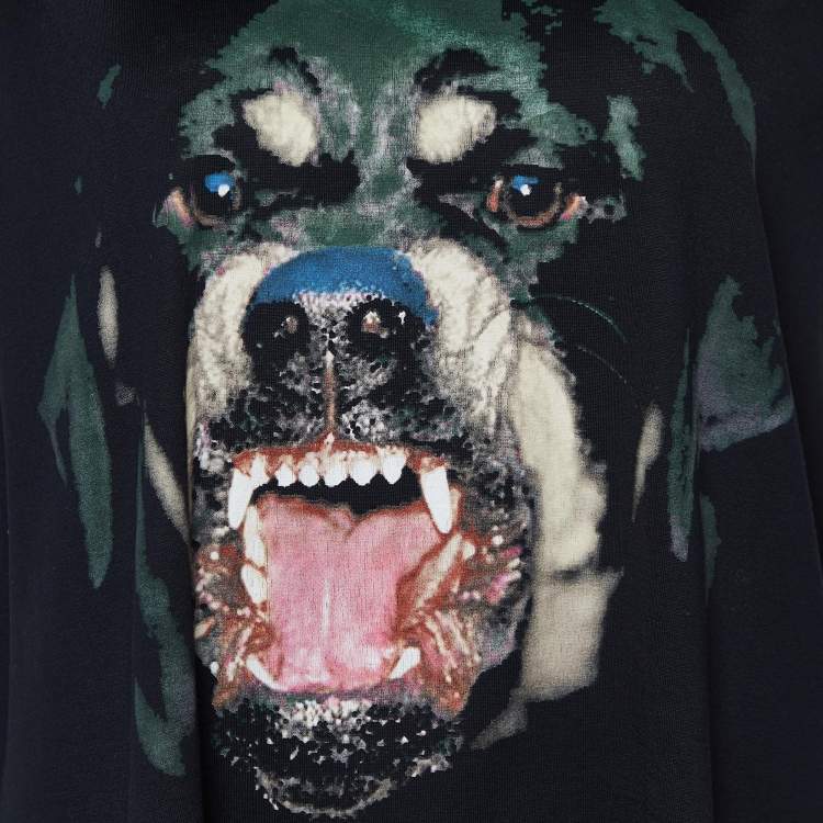 Pre Owned Givenchy Black Rottweiler Print Cotton Knit Sleeveless Tank Top L
