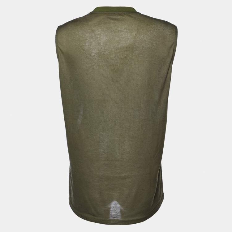 Pre Owned Givenchy Green Printed Jersey Tank Top S