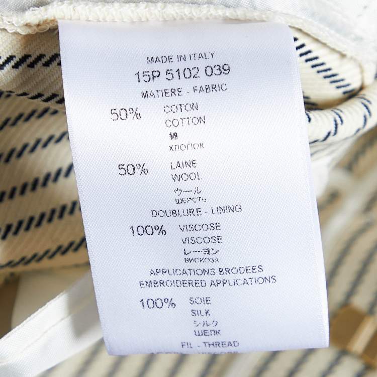 Pre Owned Givenchy Cream Printed Cotton & Wool Trousers M