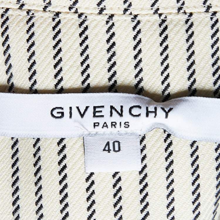Pre Owned Givenchy Cream Printed Cotton & Wool Trousers M