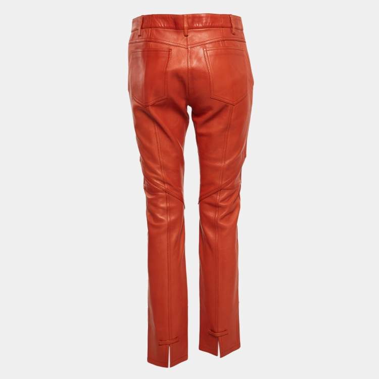 Pre Owned Givenchy Brown Patchwork Leather Pants M