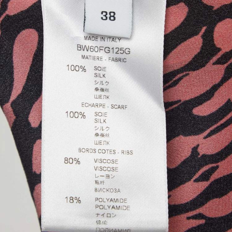 Pre Owned Givenchy Black Floral Printed Crepe Tie-Neck Blouse M