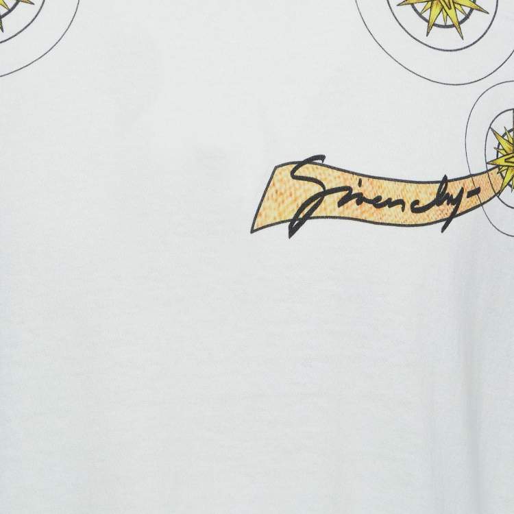 Pre Owned Givenchy White Goat Print Cotton Knit Crew Neck T-Shirt XS