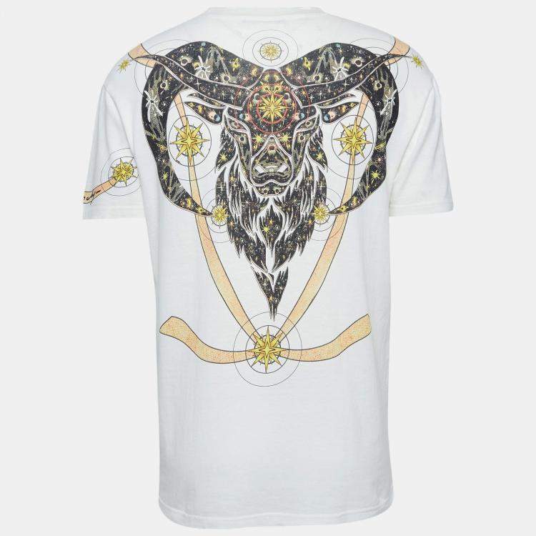 Pre Owned Givenchy White Goat Print Cotton Knit Crew Neck T-Shirt XS