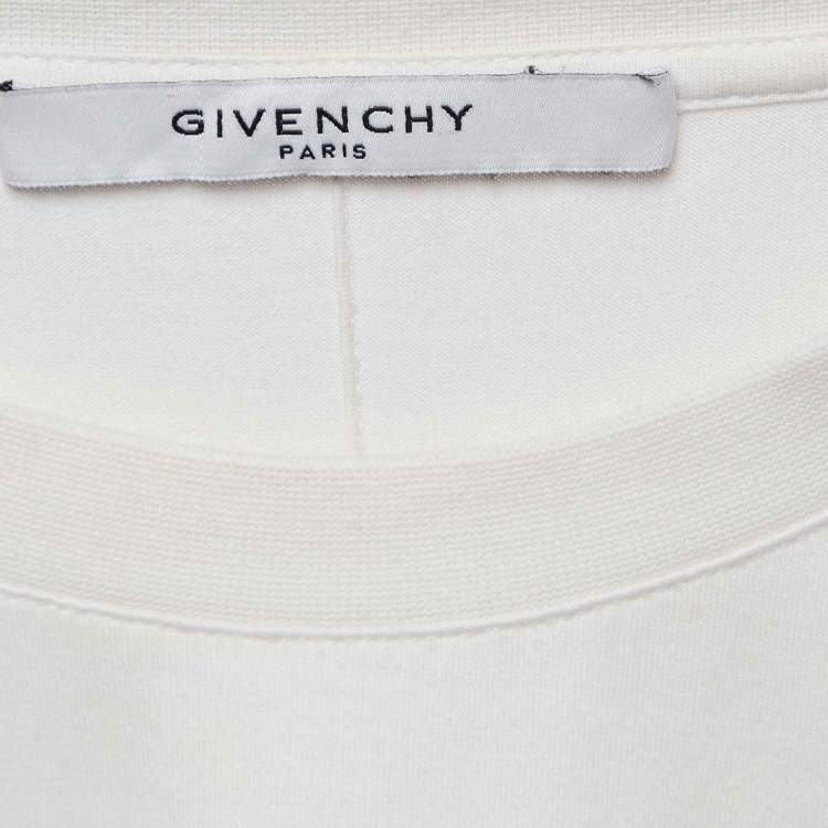 Pre Owned Givenchy White Cotton Logo Printed Crew Neck T-Shirt M