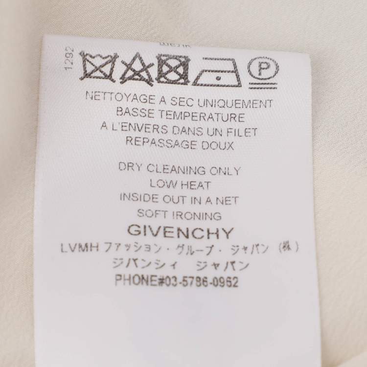 Pre Owned Givenchy Cream Silk Logo Scarf Detail Top S