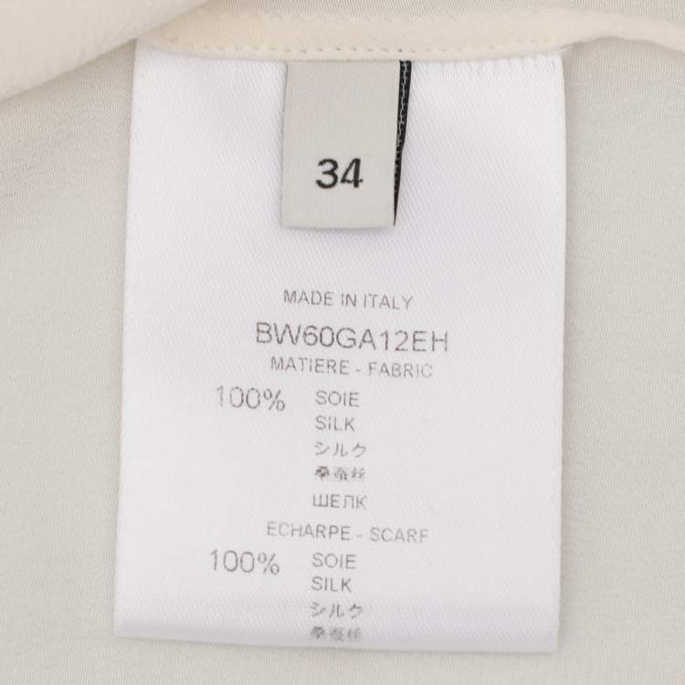 Pre Owned Givenchy Cream Silk Logo Scarf Detail Top S