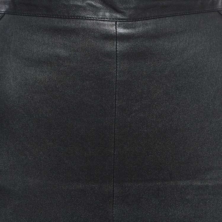 Pre Owned Givenchy Black Leather Zip-Up Skirt L