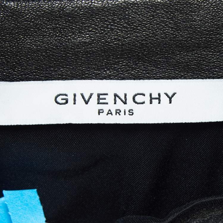 Pre Owned Givenchy Black Leather Zip-Up Skirt L