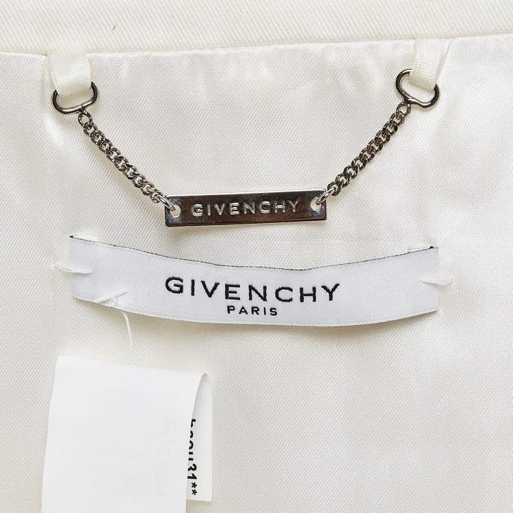 Pre Owned Givenchy White Gabardine and Chiffon Layered Trench Coat L