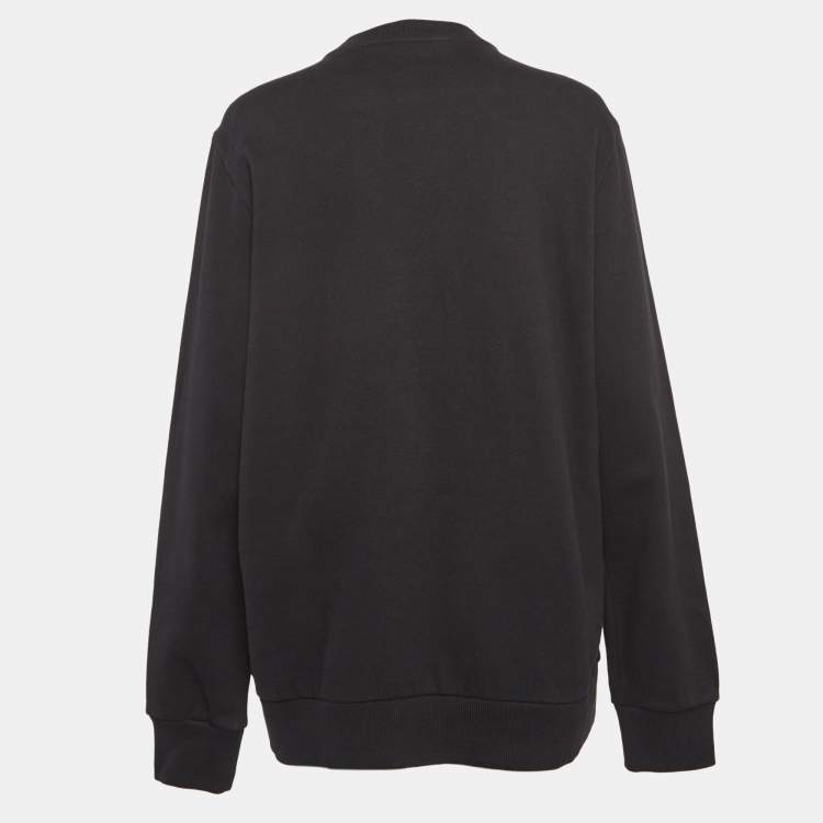 Pre Owned Givenchy Black Applique Faun Motif Cross Cotton Sweatshirt M