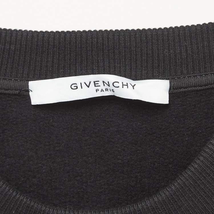 Pre Owned Givenchy Black Applique Faun Motif Cross Cotton Sweatshirt M