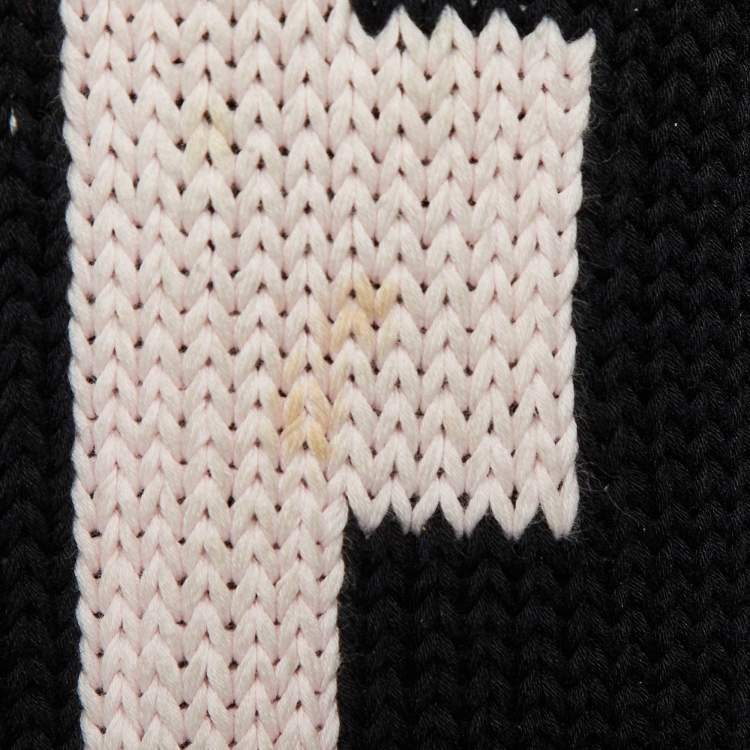 Pre Owned Givenchy Black Logo Print Cotton Knit Crew Neck Sweater M