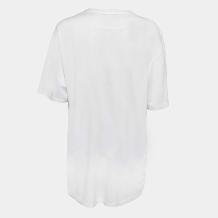 Pre Owned Givenchy White Logo Print Jersey T-Shirt M
