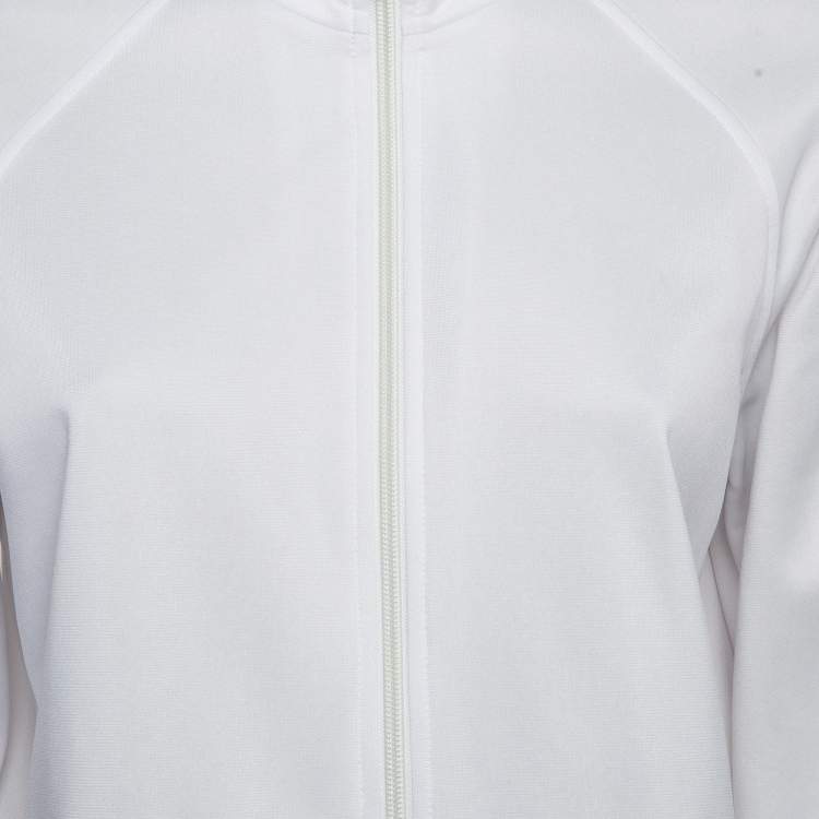Pre Owned Givenchy White Metallic Logo Print Jersey Jacket L