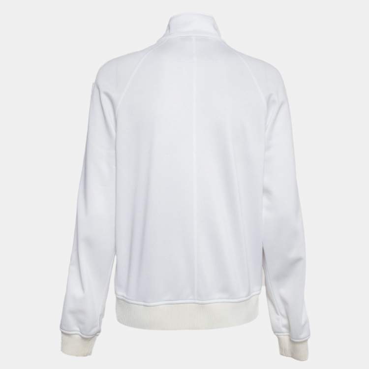 Pre Owned Givenchy White Metallic Logo Print Jersey Jacket L