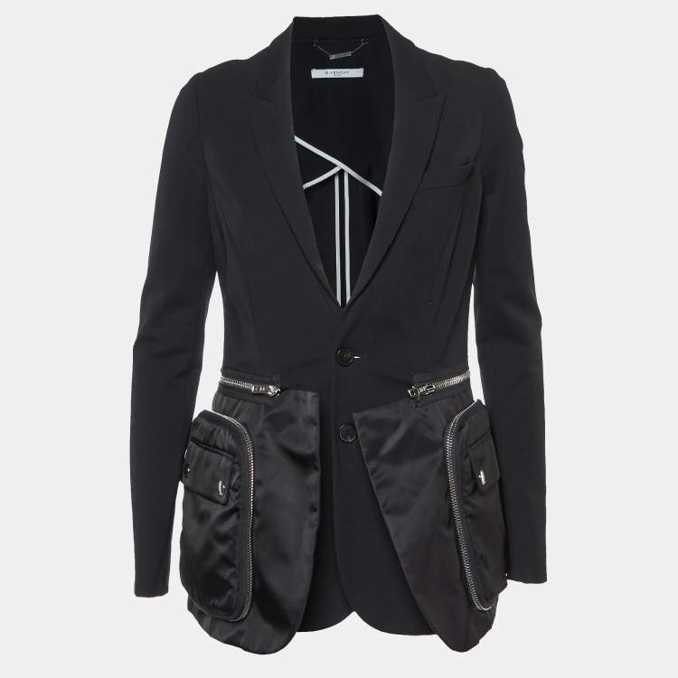 Pre Owned Givenchy Black Crepe Pocket Detail Jacket M