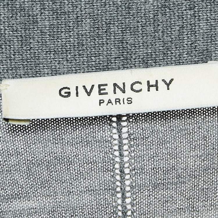 Pre Owned Givenchy Grey Wool Open Front Long Cardigan XS